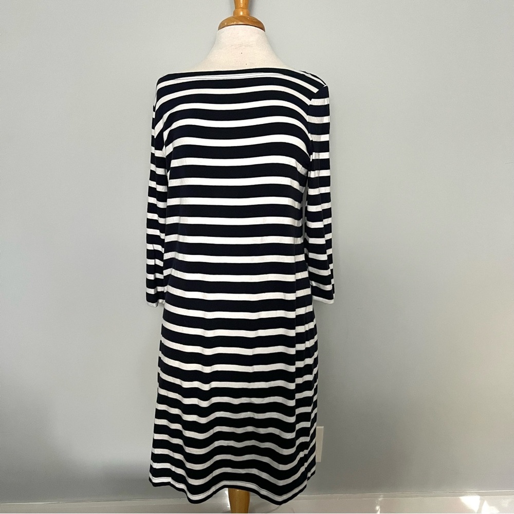 Gap Navy Blue White Striped 3/4 Sleeve Comfy Dress Size XL